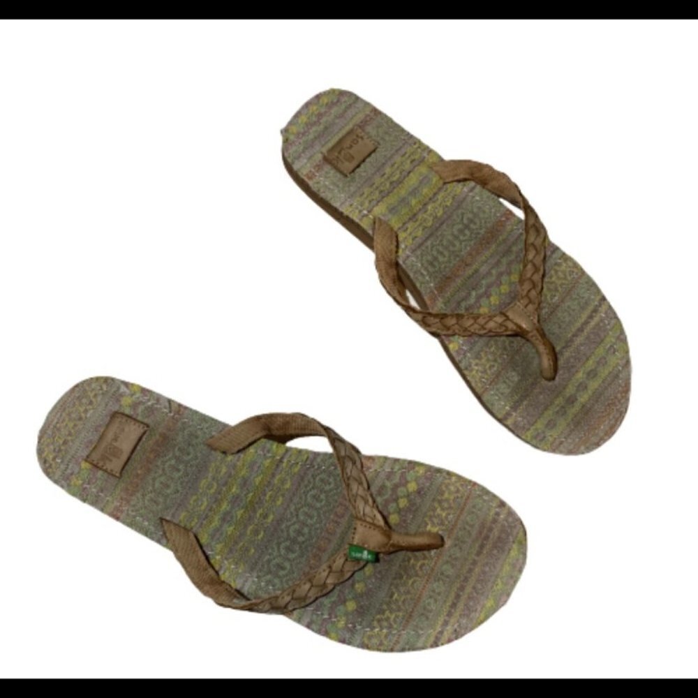 Sanuk Aztec pattern braided Flip Flops